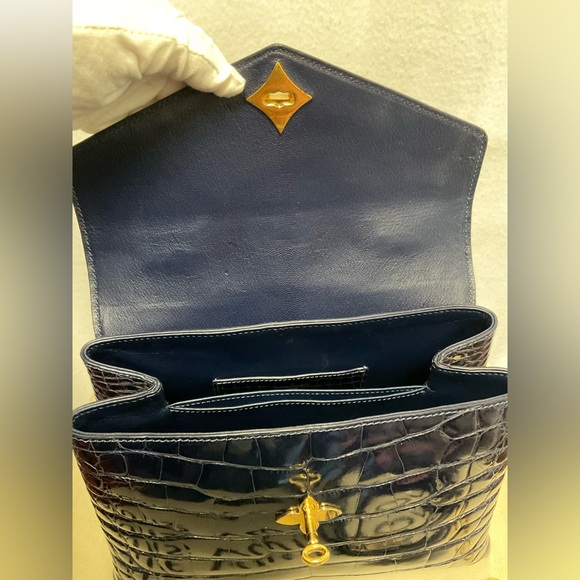 Louis Vuitton Dark Blue Alligator Satchel - Picture 9 of 16